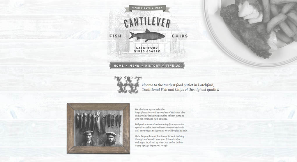 website - Cantilever is a traditional fish and chips shop in Latchford, UK. Restaurant Website Design 