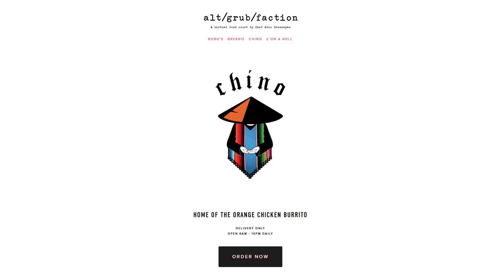 website of Chino virtual restaurant