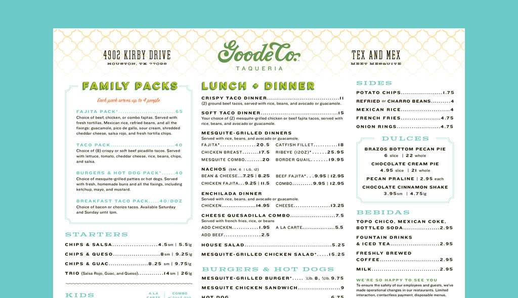 Goode Co. Taqueria Menu Design By Principle