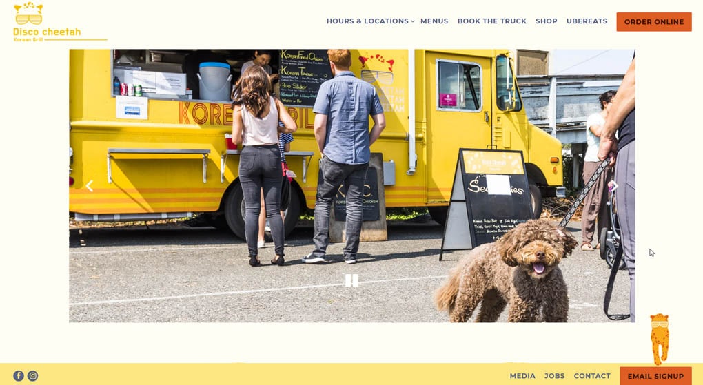 Disco Cheetah food truck website - Restaurant Website Design 