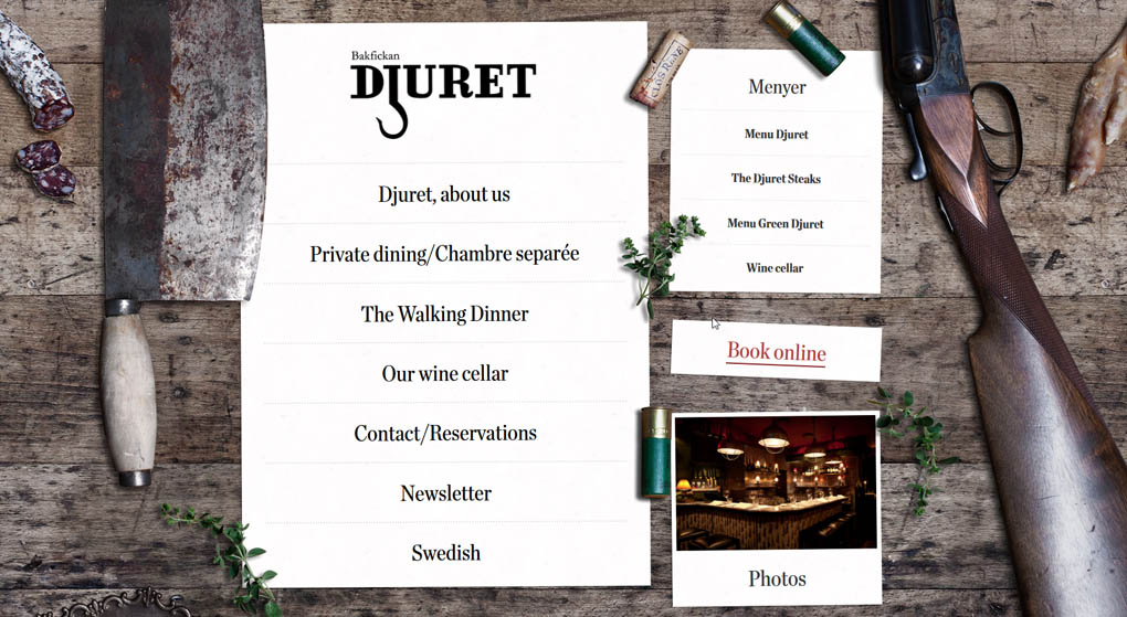 website of The restaurant Djuret (Animal) Stockholm