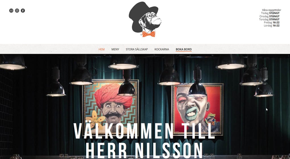 Herr Nilsson is a restaurant located in Sundsvall, Sweden. Restaurant Website Design 