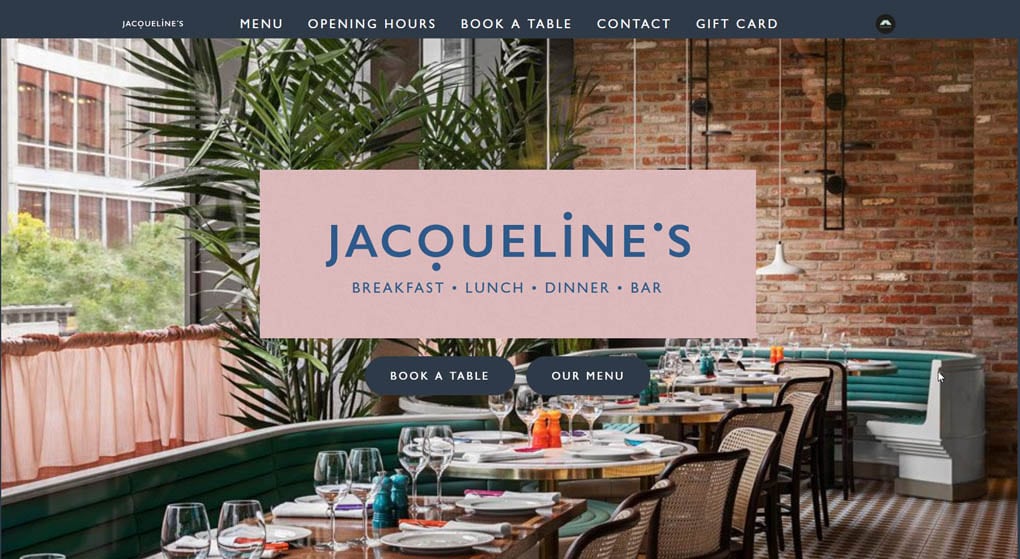 Jacqueline's is a contemporary diner located in Stockholm. Restaurant Website Design 