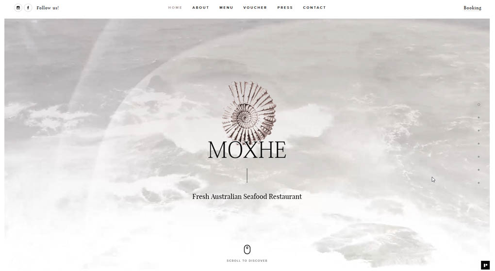 website - Moxhe specializes in fresh Australian seafood. Restaurant Website Design 