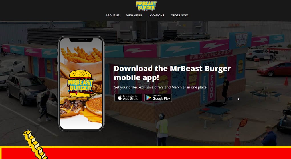 website of MrBeast Burger. Restaurant Website Design 