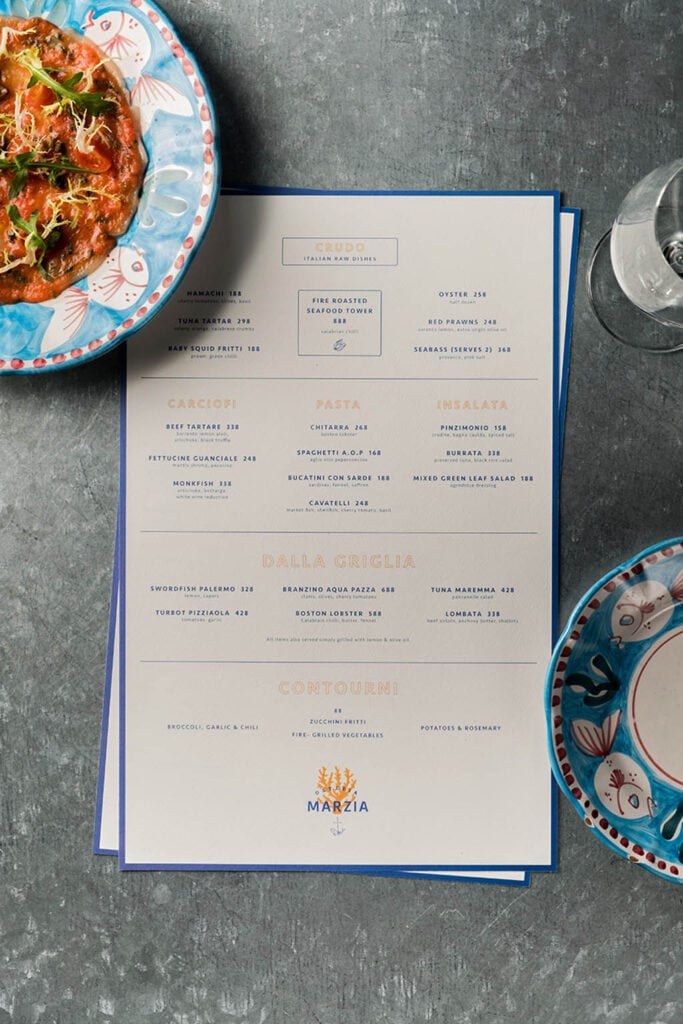 Osteria Marzia - Restaurant Menu Design by A Work of Substance