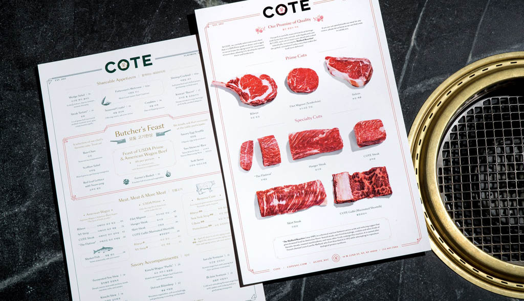 COTE Korean Restaurant Menu Design by Pentagram