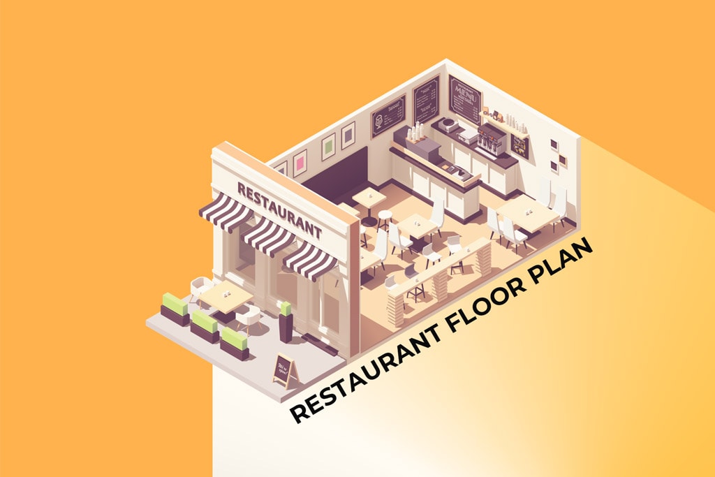 cut away illustration of a small restaurant