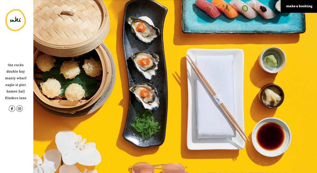 Saké Restaurant & Bar in Australia. Restaurant Website Design 