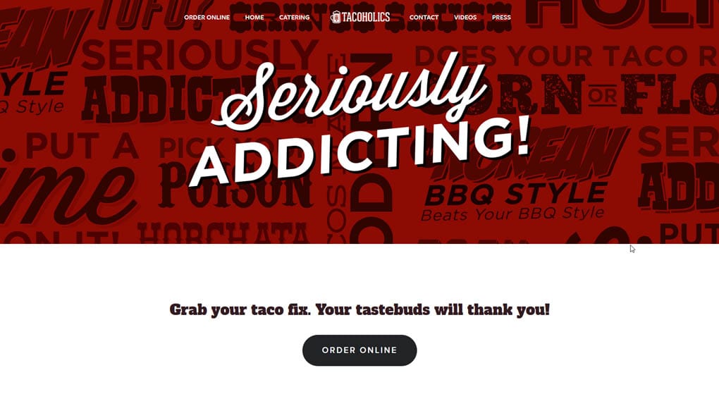 Tacoholics restaurant website design