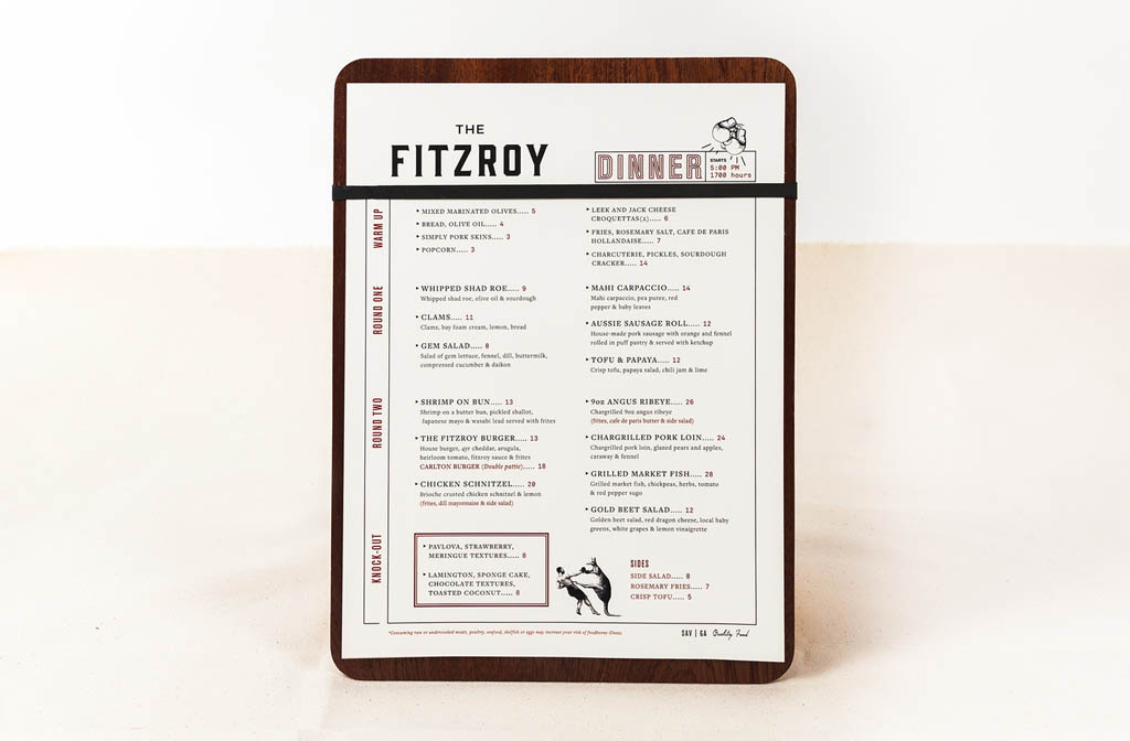 The Fitzroy Savannah - Menu Design by Taylor Alley