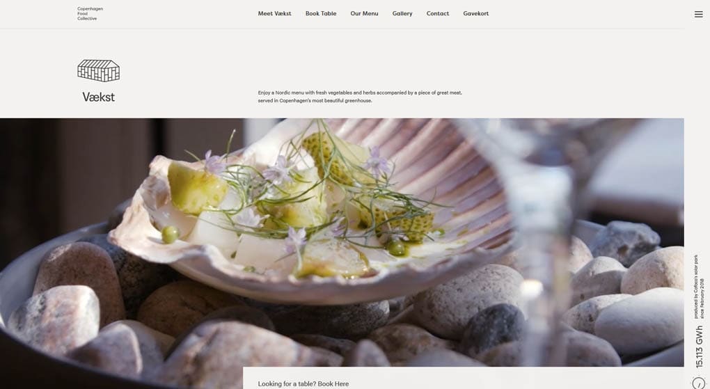 Vækst is a restaurant in Copenhagen.Restaurant Website Design 